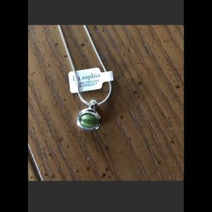 New Lia Sophia Green Cats Eye Necklace & Earring Set